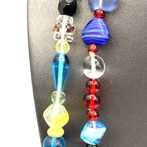 Vintage Uranium Glass Necklace Czech Glass Long Necklace  27" - Picture 8 of 12